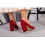 Туфли женские велюровые красные с обтянутым каблуком 10 см