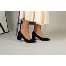 Туфли женские замшевые черные, каблук 6.5 см