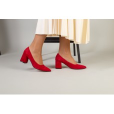 Туфли женские замшевые красные, каблук 6.5 см