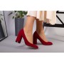 Туфли женские велюровые красные с обтянутым каблуком 10 см