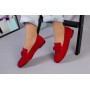 Туфли женские замшевые красные на низком ходу