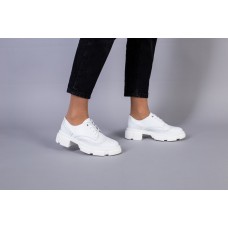 Туфли женские кожаные белые на шнурках