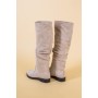 Сапоги женские замшевые бежевые зимние