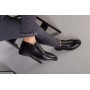 Лоферы мужские кожаные черные на байке
