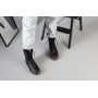 Женские черные кожаные ботинки с замком, на шнурках