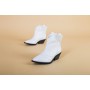 Ботинки женские кожаные белые на небольшом каблуке, демисезонные