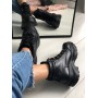 Женские зимние черные кожаные ботинки